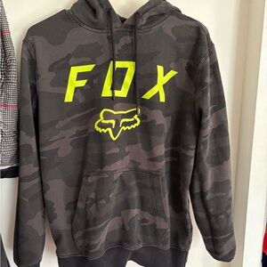 Fox Men's Camouflage Hoodie - Black and Neon Yellow